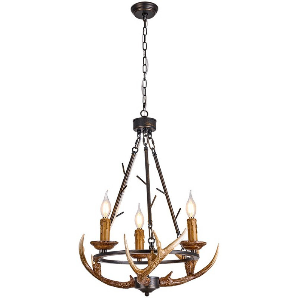 Mercer41 Chandelier Light 3 Lights Creativity Rustic Antler Chandelier ...