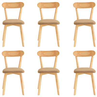 100% Solid Wood Aloysius Set Of 6, Wooden Kitchen Chairs, Open Back, Mid-century Modern Chairs For Farmhouse, Kitchen, Dining Room, Natural