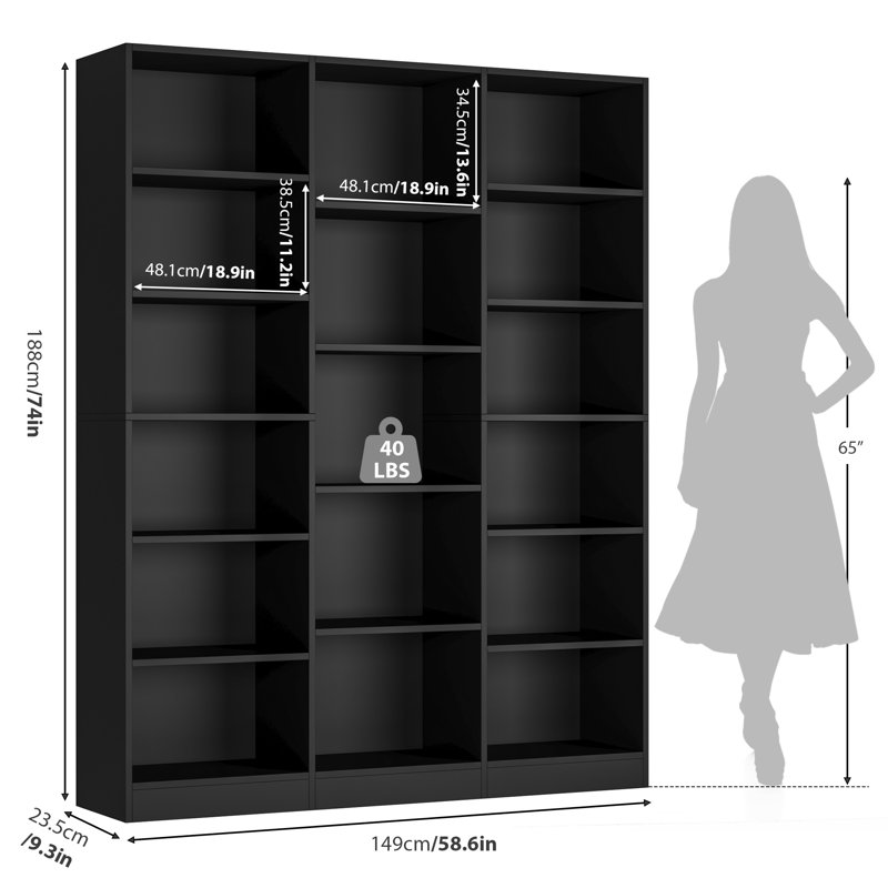 74"H X 59"W Large Wood Storage Bookcase