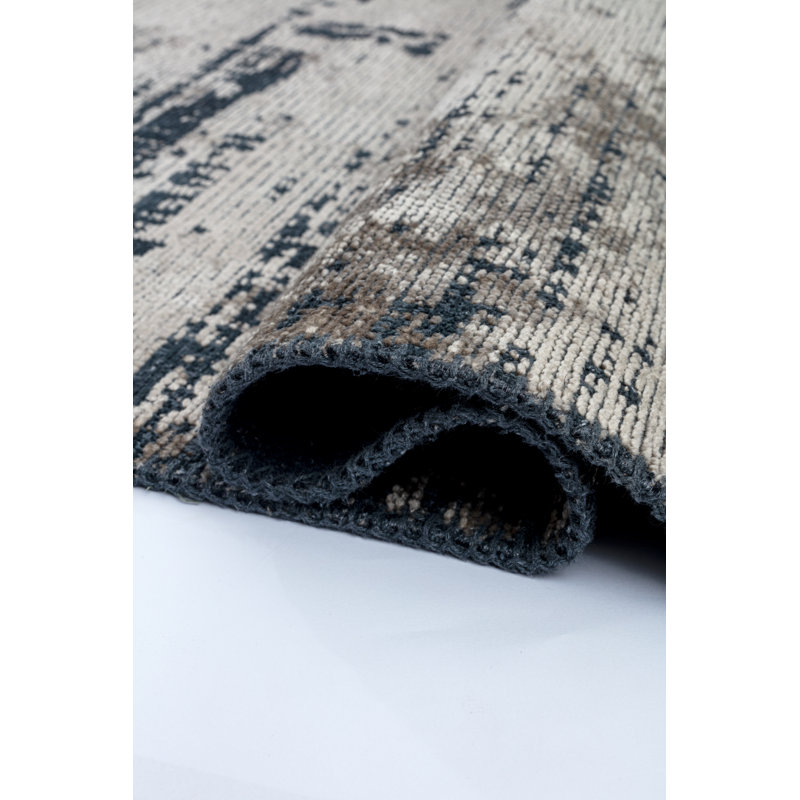 Rapture Gray/Black Abstract Luxury Area Rug, Rectangle 7'10" x 11'2"