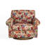 Fauteuil pivotant rembourré avec accoudoirs roulés et garniture cloutée-209640896