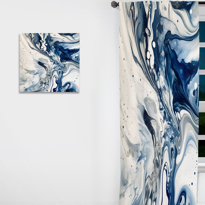 Blue And Grey Ethereal Elixir IV - Abstract Curtain - Blackout Abstract Curtain - 1 Panels, 52" W x 63" L