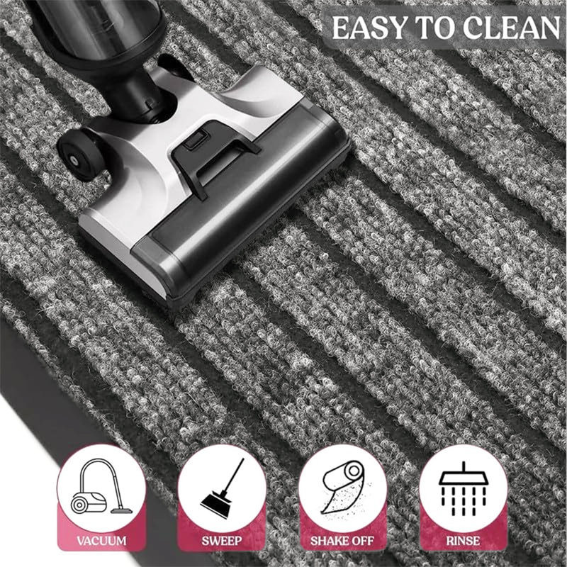 Non-Slip Heavy-Duty Indoor Outdoor PVC Rubber Door Mat, 50cm W x 80cm L, Grey