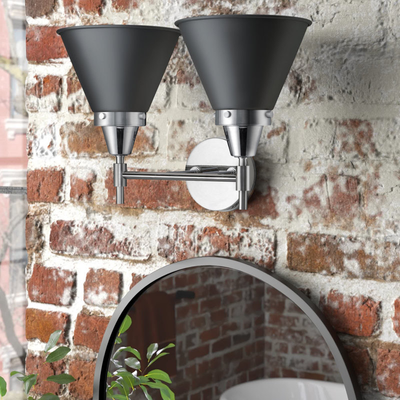 Éclairage pour meuble-lavabo à 2 lumières à intensité variable Gayle, Noir mat, Chrome poli, Ampoule non incluse