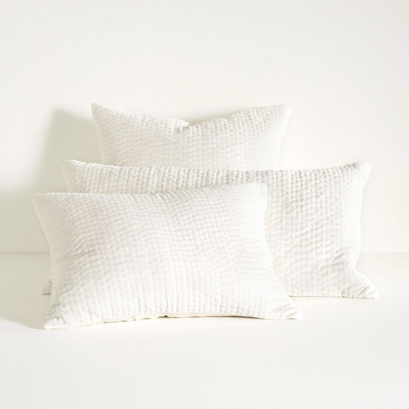 Viola Velvet Quilted Sham, Ivory, Standard