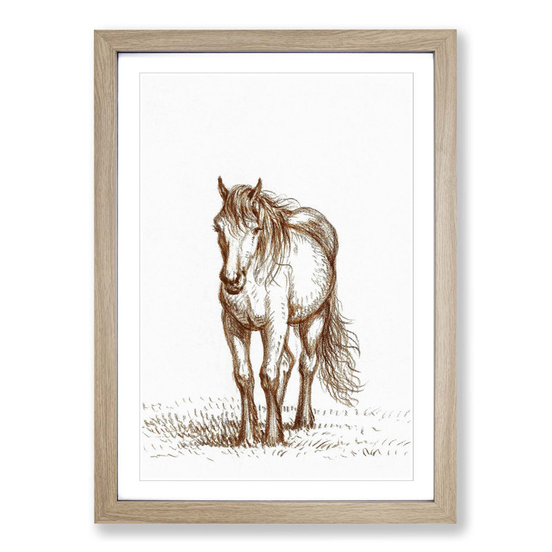 Portrait of a Horse by Jean Bernard - Picture Frame Painting Print, 48cm H x 36cm W x 2cm D, Oak Framed