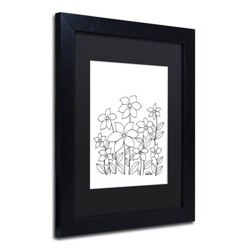 « simple fleur doodle », impression sur toile encadrée, H 14 po x l 11 po x P 0,5 po, Noir