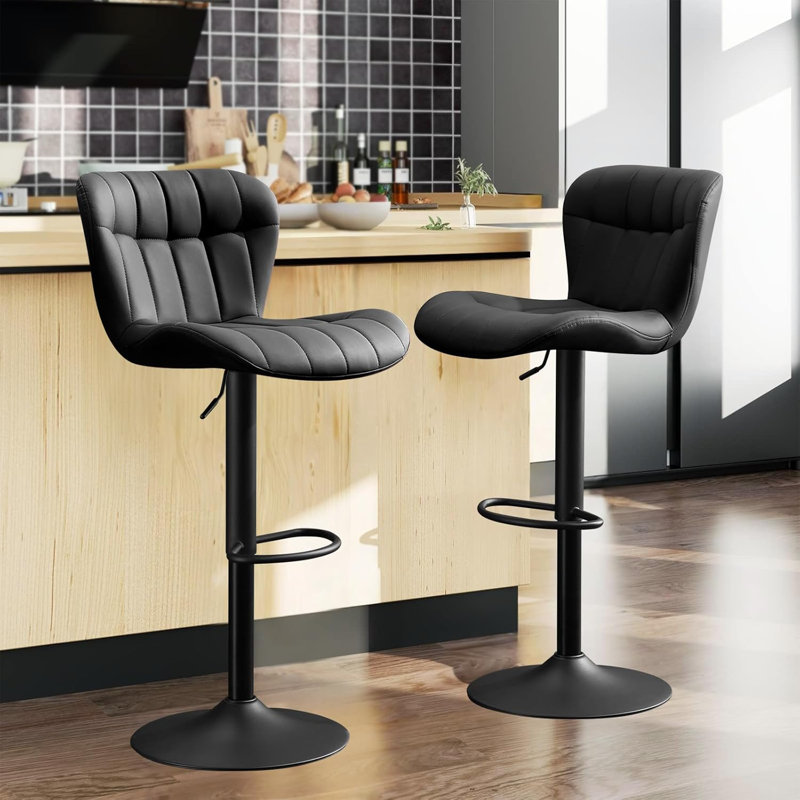 Tabourets de bar pivotants et réglables, Noir, 2