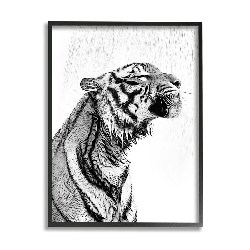 «Az-238», encadrée avec imprimé tigré par Annalisa Latella, Giclée encadrée noir minuit, H 30 po x l 24 po x P 1,5 po