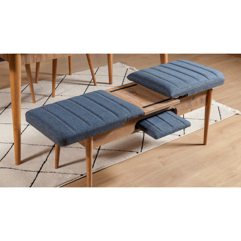Banc rembourré Nalley, Brun / bleu foncé