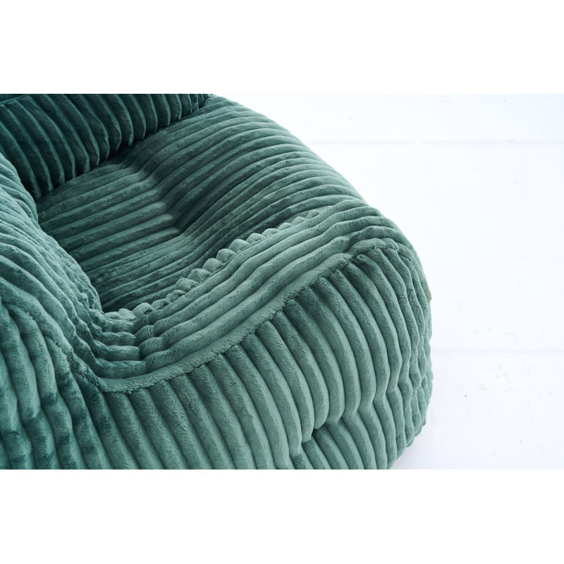 Fauteuil à billes en velours côtelé doux et moelleux rempli d'éponge à mémoire de forme, Velours côtelé vert