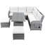 Mobilier de patio beige avec repose-pieds réglables et tables d'appoint inclinables pour l'extérieur
