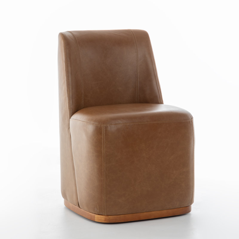 Genuine Leather Swivel Chair, Cognac