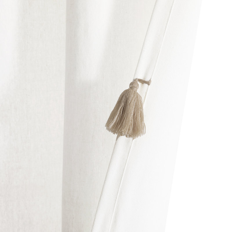Rideau transparent en coton mélangé avec passe-tringle, Blanc / Neutre
