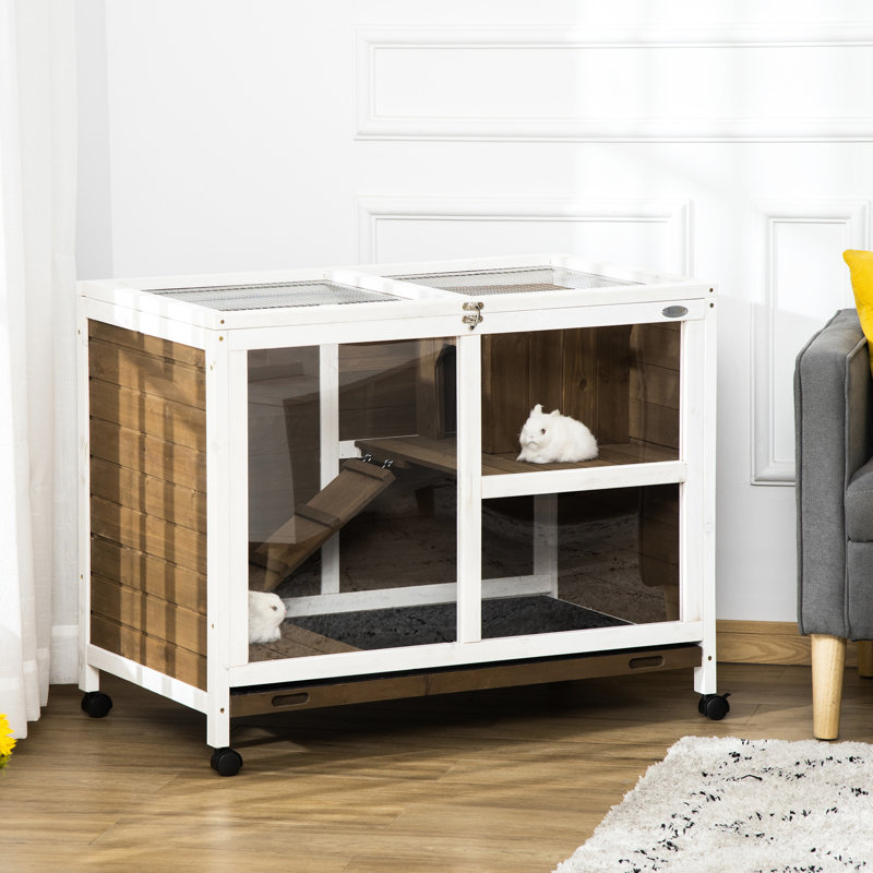 Petite cage à roulettes avec roulettes, bureau et table d'appoint