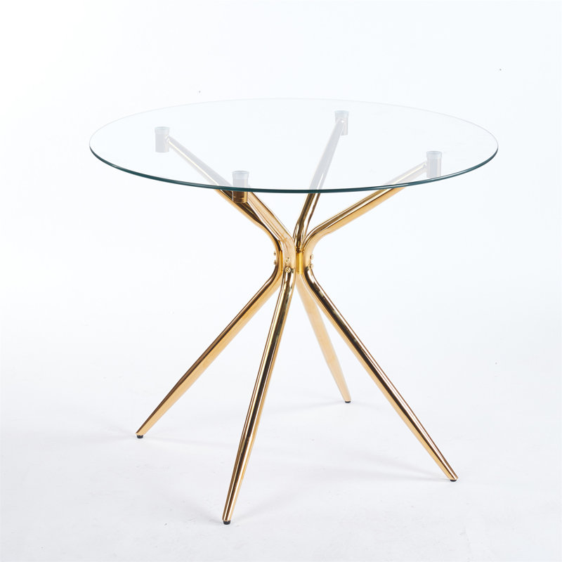 Table de salle à manger avec pieds en métal chromé et verre trempé, table de cuisine moderne pour le salon, pieds en métal chromé