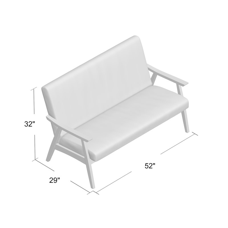 Ghia 52" Square Arm Loveseat, Klein Azure Polyester