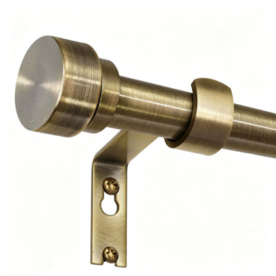 66-120" Adjustable Heavy Duty Brass Curtain Rod, 1" Diameter with Solid Metal Finials