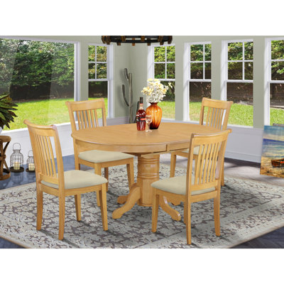 5-Piece Finish Solid Wood Top Dining table with 4 Chairs with Lattice Back