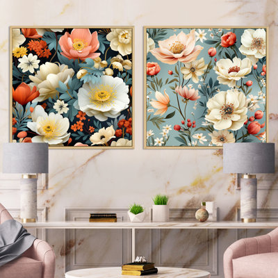 Randel - Ensemble de 2 collages carrés floraux