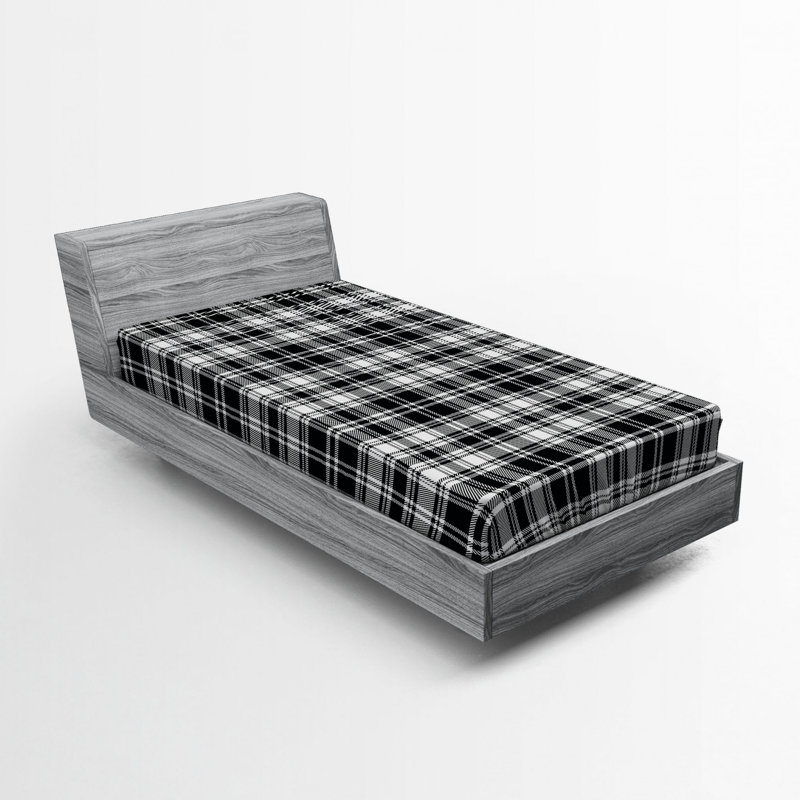 Drap-housse écossais, Drap-housse de taille simple, Tissu écossais noir