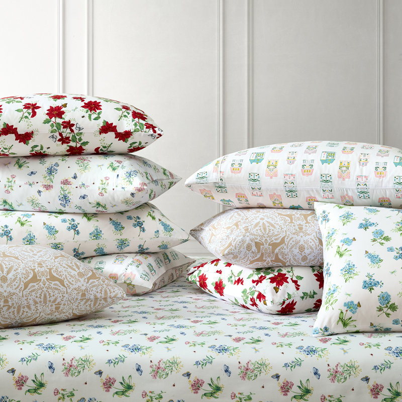 Lenox Printed 6-Piece Sheet Set, Folk Reindeer, Twin, Twin, Folk Reindeer