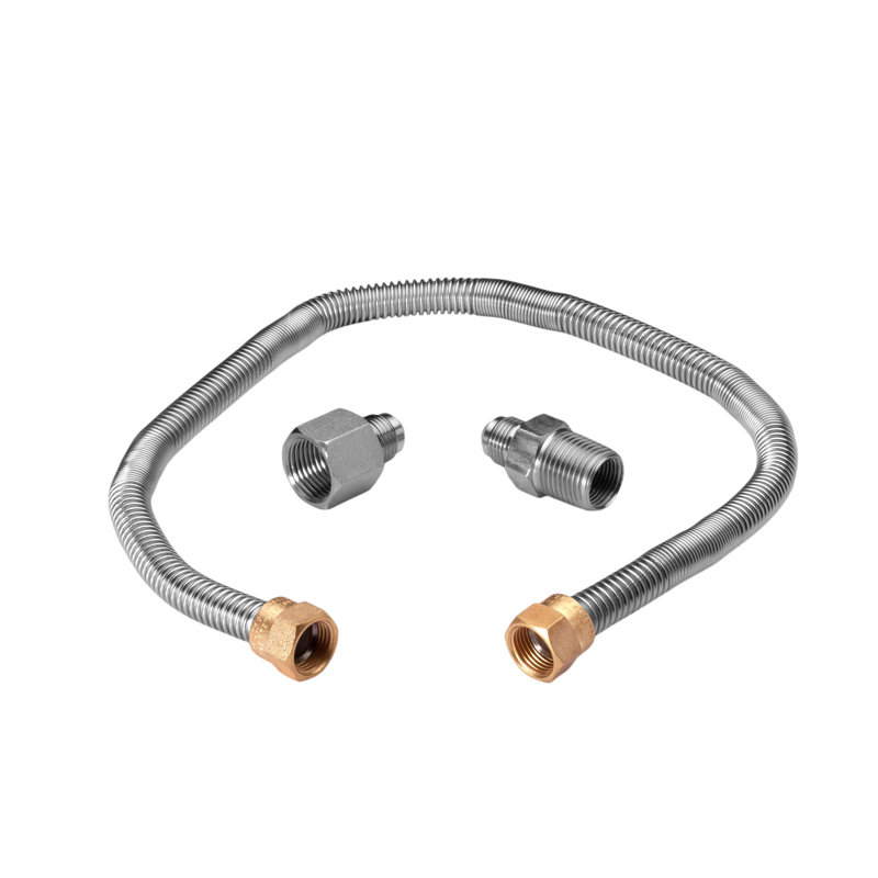 Tuyau flexible 24 po sans sifflet, 3/8 po avec adaptateurs NPT 1/2 po