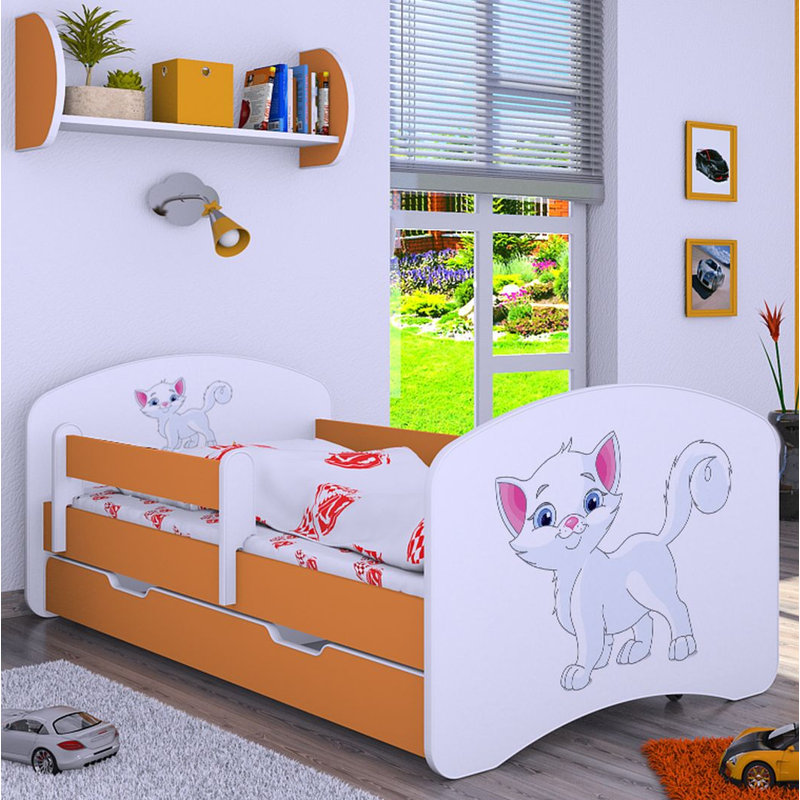 Manzo Cabin Bed Themed Beds with Storage Included, Orange