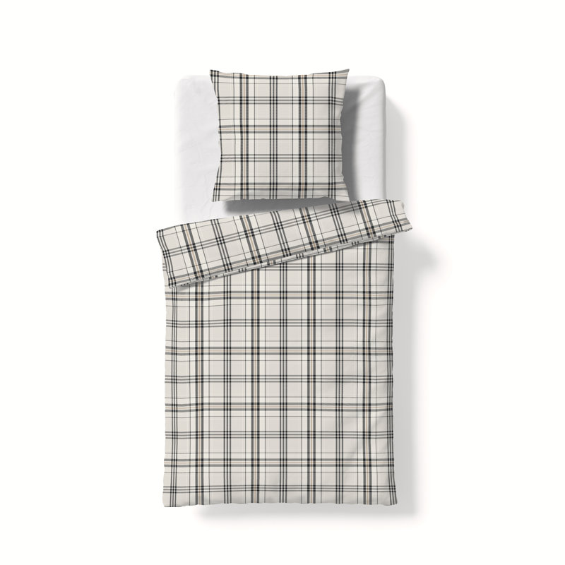Lech Flannel Chequered Duvet Cover Set with Pillow Shams Included