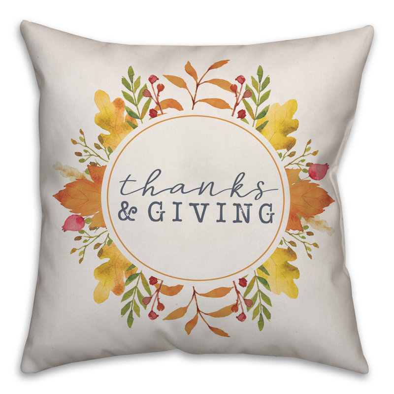  Housse de coussin Thanks & Giving, 18 po x 18 po