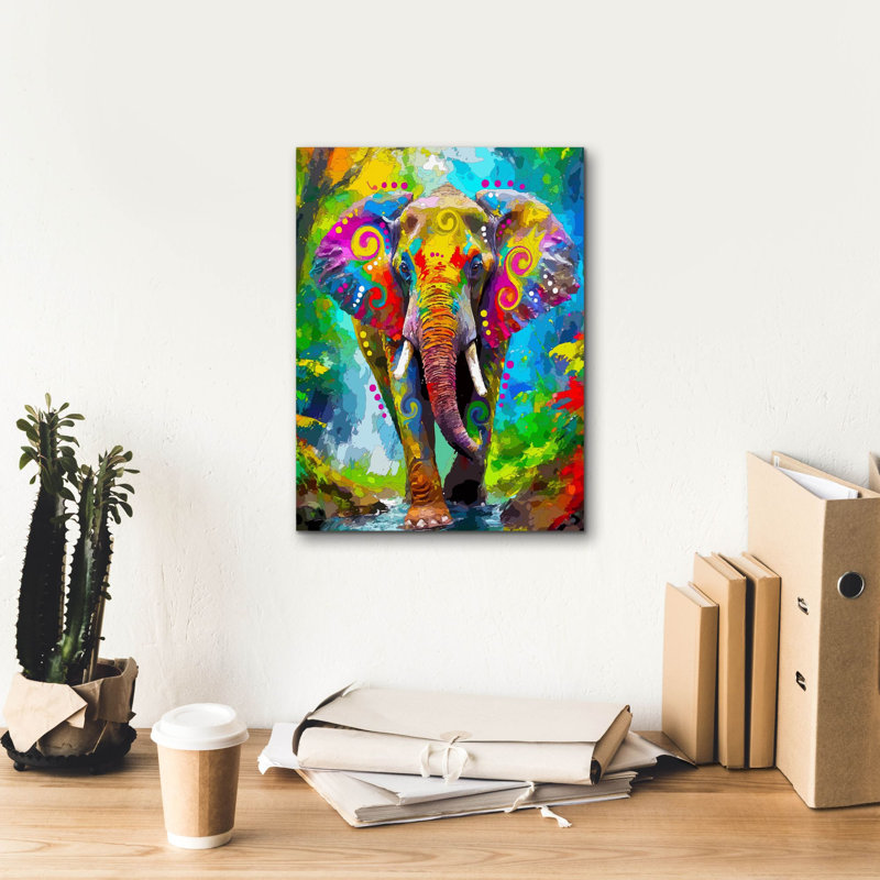 «The Elephant Stomp» par Dean Russo, art mural sur toile, H 16 po x l 12 po x P 0,75 po