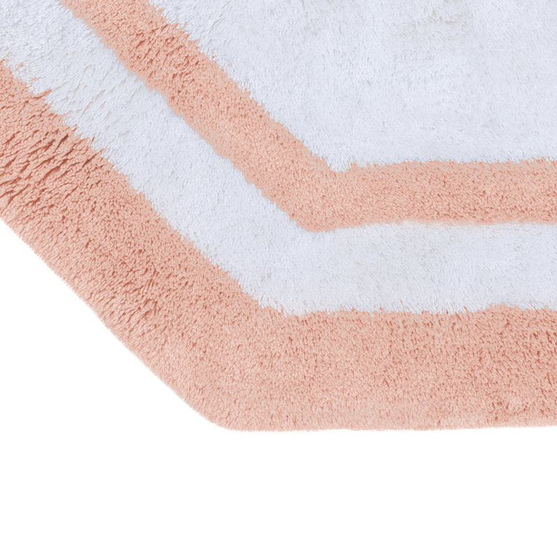 Tapis de bain 100% coton Ipke, Rose bébé / centre blanc