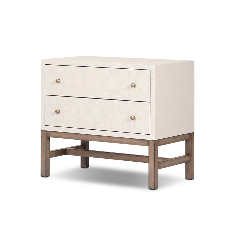 Fiona Nightstand - Black Raffia, Ivory Painted Raffia
