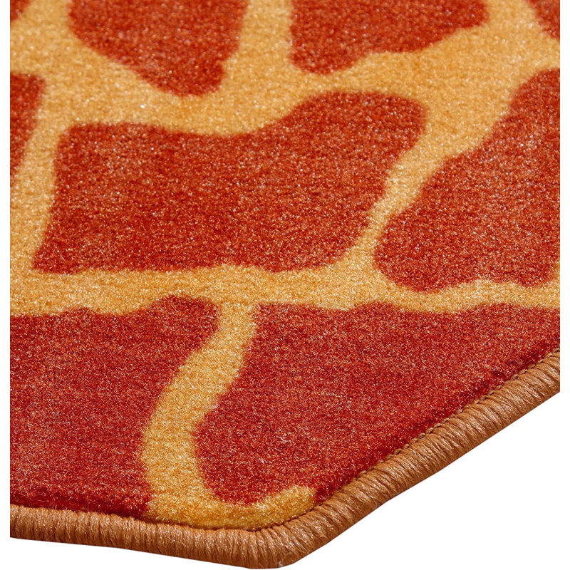 Tapis orange / jaune en nylon touffeté à la machine Biankah, Rectangle 1 pi 5 po x 2 pi 2 po