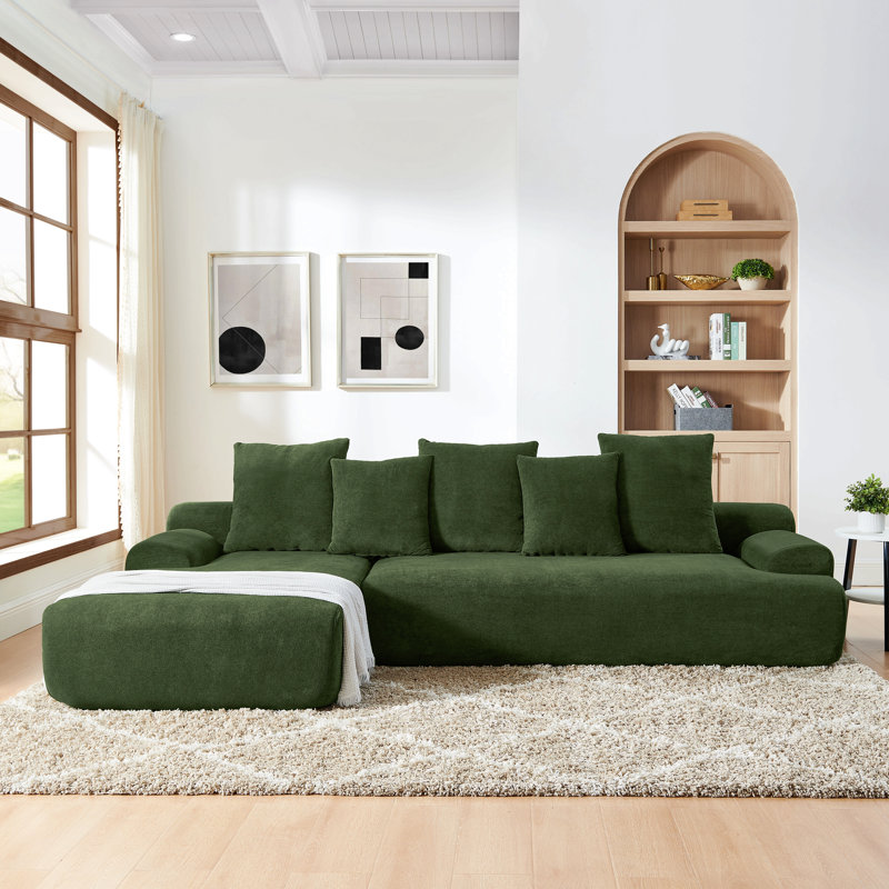 Canapé modulaire modulaire désossé Tavian, Velours vert