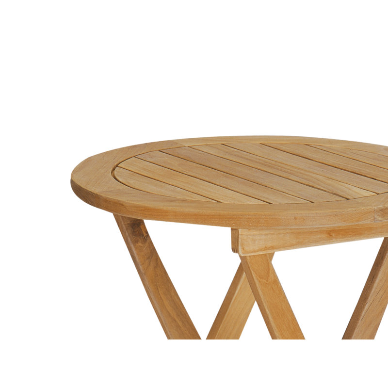 Perrie Outdoor Round Teak Side Table