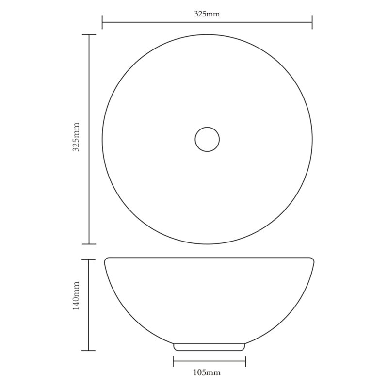 Fairmont Park Westward Ho! Ceramic Circular Sink, Gold, 14cm H x 32.5cm W x 32.5cm D