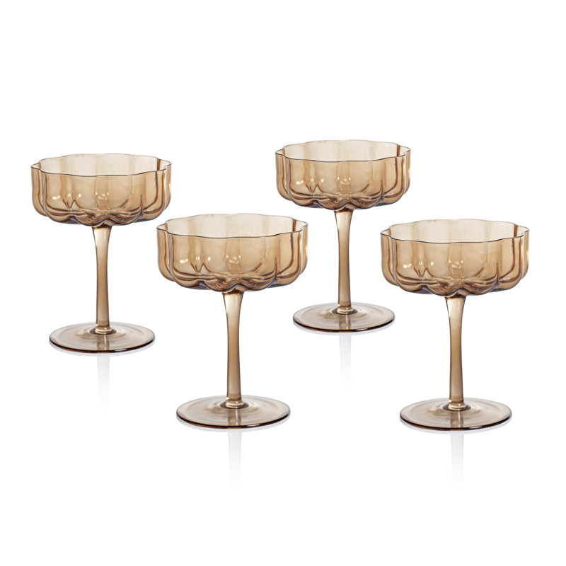 Ensemble de verres coupés à la main 4 pièces Reinhard, Ambre
