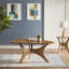 Table basse triangulaire de 27 pouces, bois moderne avec finition brune, plateau triangulaire de 40 po de largeur