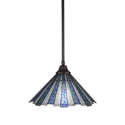 Stem Hung Pendant Shown With 16" Sea Ice Art Glass