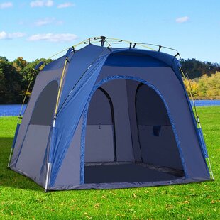 Outsunny 4-6 People Ice Fishing Tent Shelter, Pop-up Winter Tent for -40℃,  Portable with Carry Bag, Zippered Door, Anchors, Oxford Fabric Build, 9.7ft
