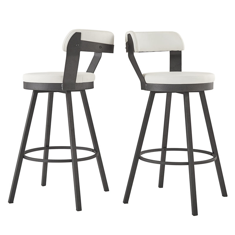 Berrin Swivel Upholstered Counter Stool, White, Bar Stool (30.3" Seat Height)