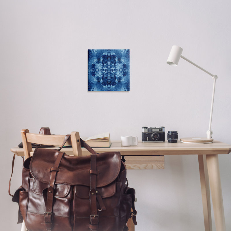 Art sur toile à motif miroir bleu par El Perkin, H 17 po x l 17 po