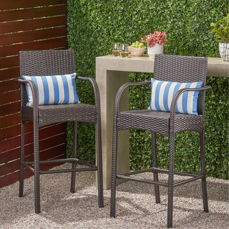 Tabourets de bar extérieurs (paire) - Contemporain et métal pour le jardin (de 2), structure solide, siège d'une hauteur de 30 po, salon