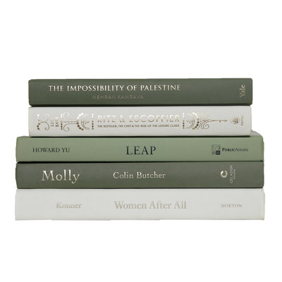Livres décoratifs Bindi - Pile de livres crème Ivy - 5 livres verts