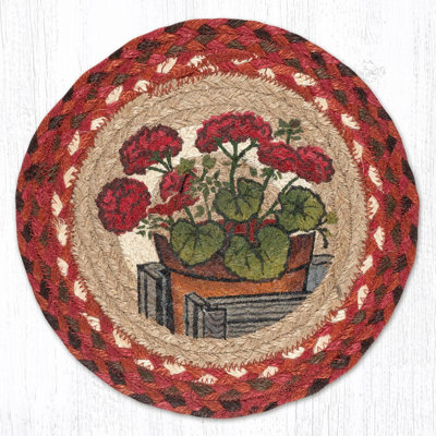 Earth Rugs Garden Geranium Printed Round Trivet 10" x 10"