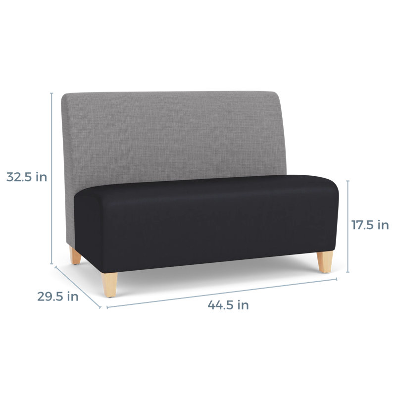 Causeuse sans accoudoirs Ravenna, Gris Chambray / noir Patriot Plus, Bois naturel