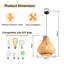 Bamboo Pendant Light, Natural Bamboo Shade, Iron Frame, Adjustable Height, E27 Socket, 38 Cm Diameter, For Small Spaces Hallway Kitchen (Bulb Not Included)