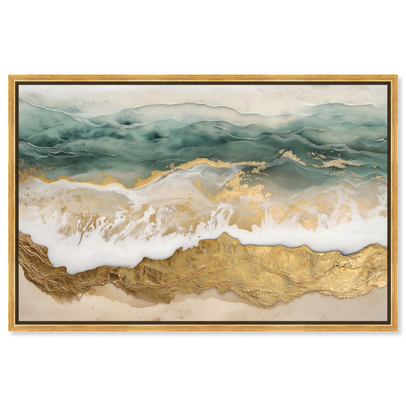 «Waves of Dawn» par Art Remedy, Cadre flottant doré, H 21,5 po x l 31,5 po x P 1,2 po