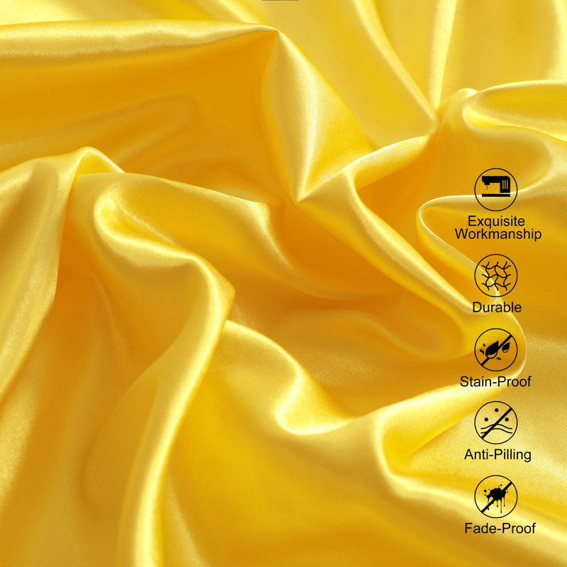 Ensemble de draps soyeux et soyeux, doux pour les cheveux et la peau, infroissable, infroissable, Jaune